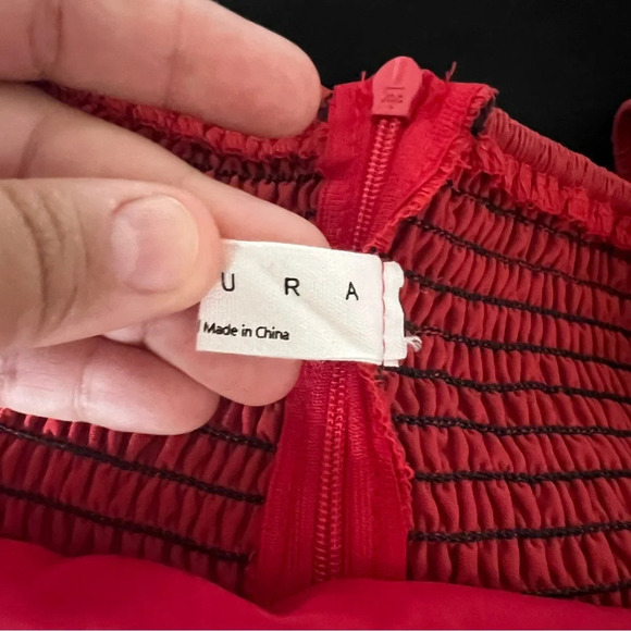 Exlura Square Neck Puff Long Sleeve Red Mini Dress Size Medium A-Line - Picture 7 of 11